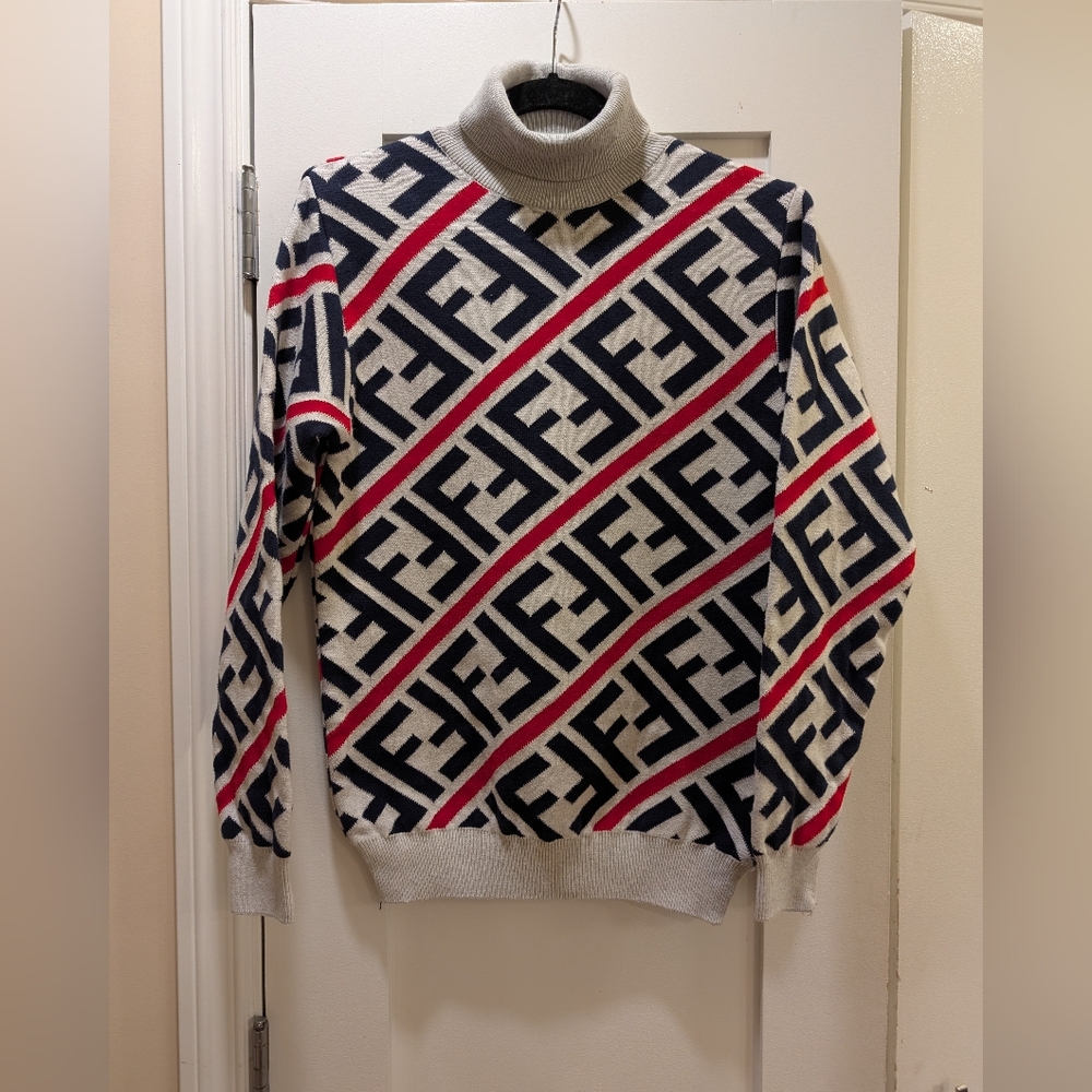 Fendi Monogram Jacquard Turtleneck,L